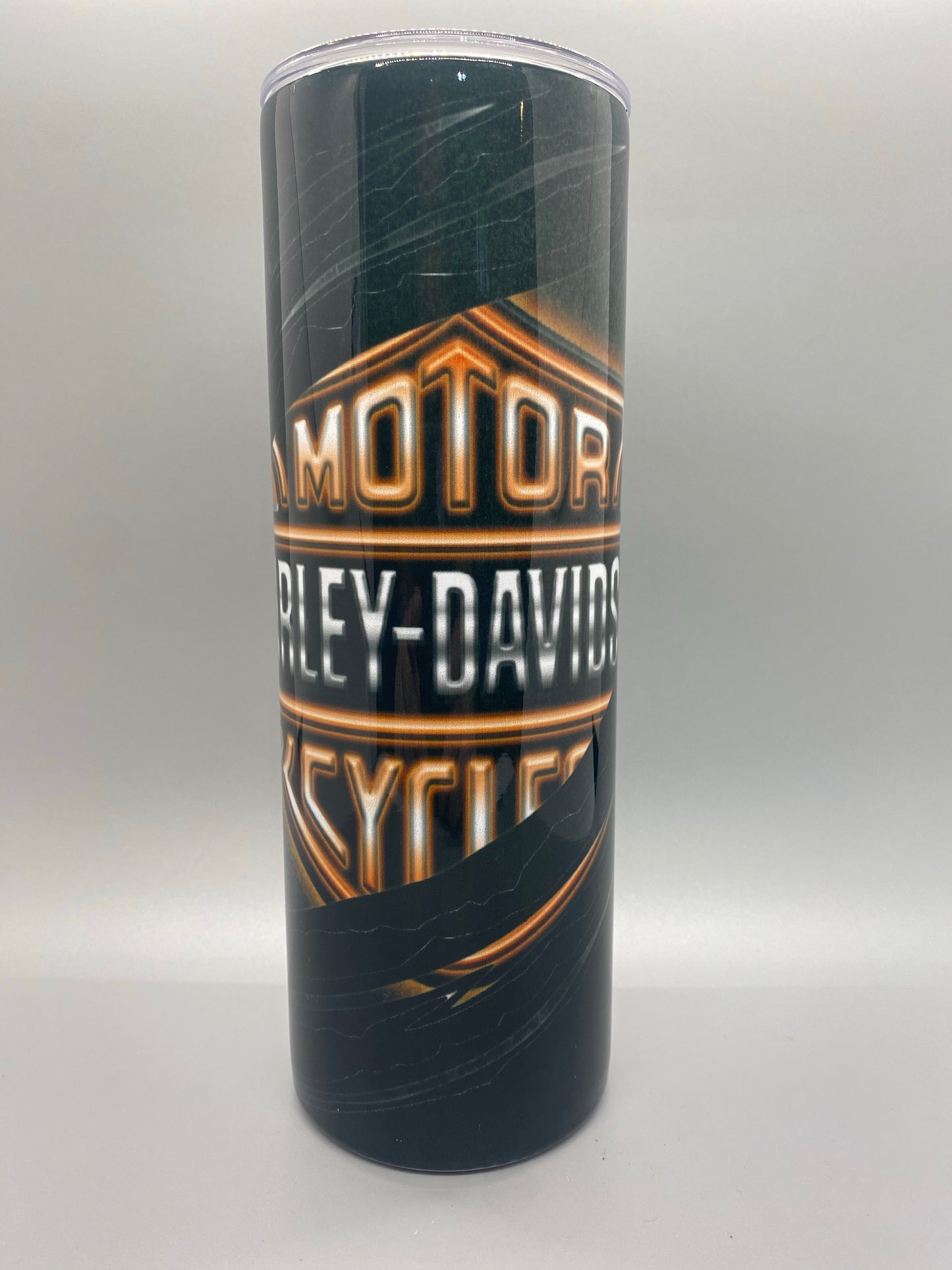 Black HD motorcycles tumbler