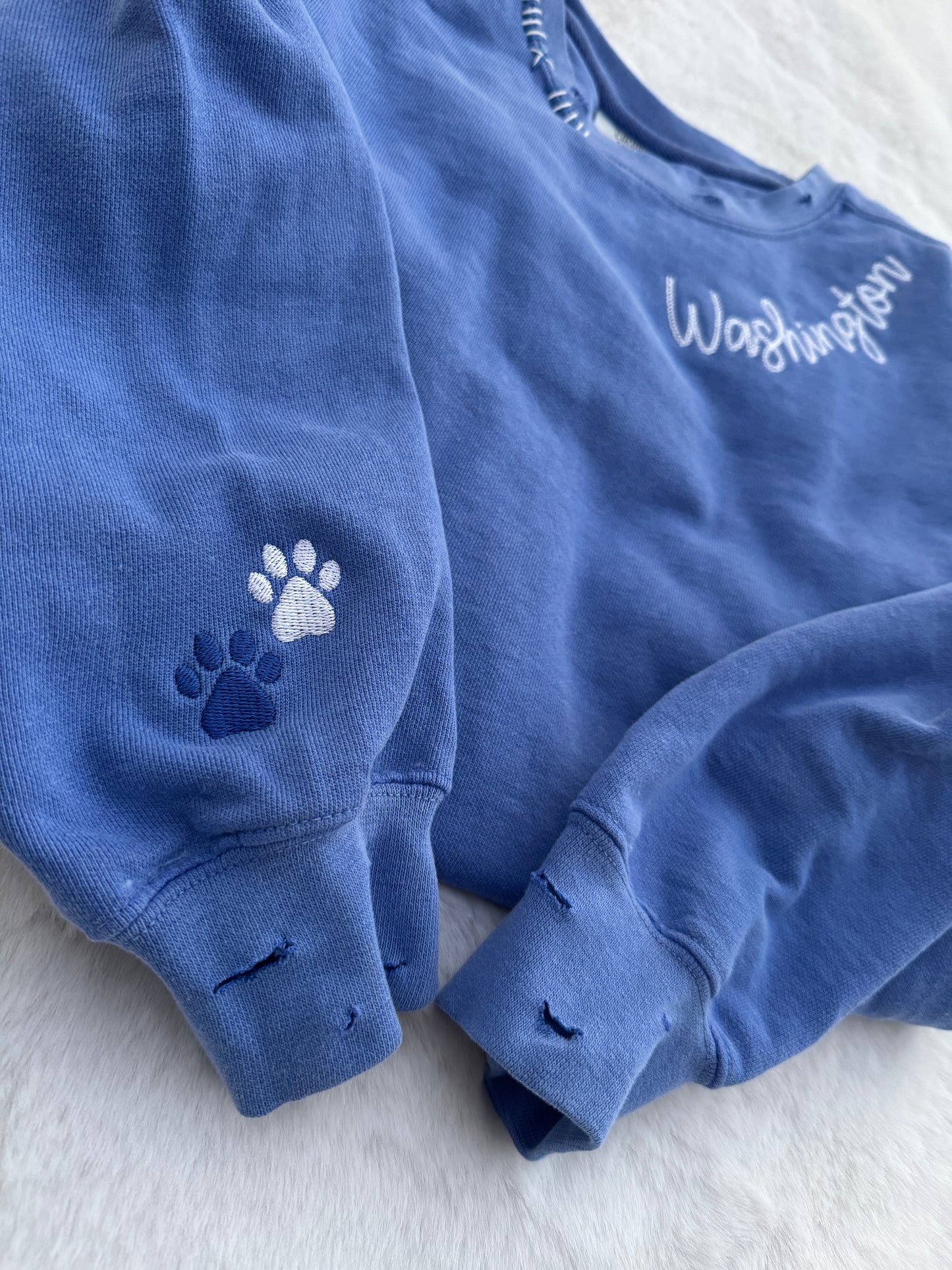 Washington Blue Lions Distressed comfort color crew