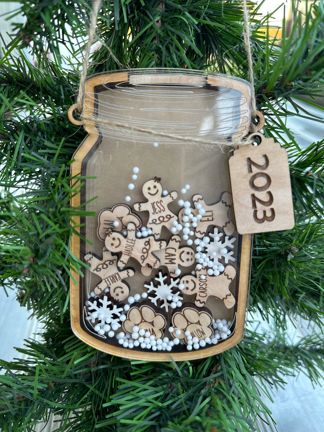 Mason jar family ornaments