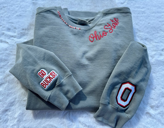 O-H-I-O Distressed comfort color crew