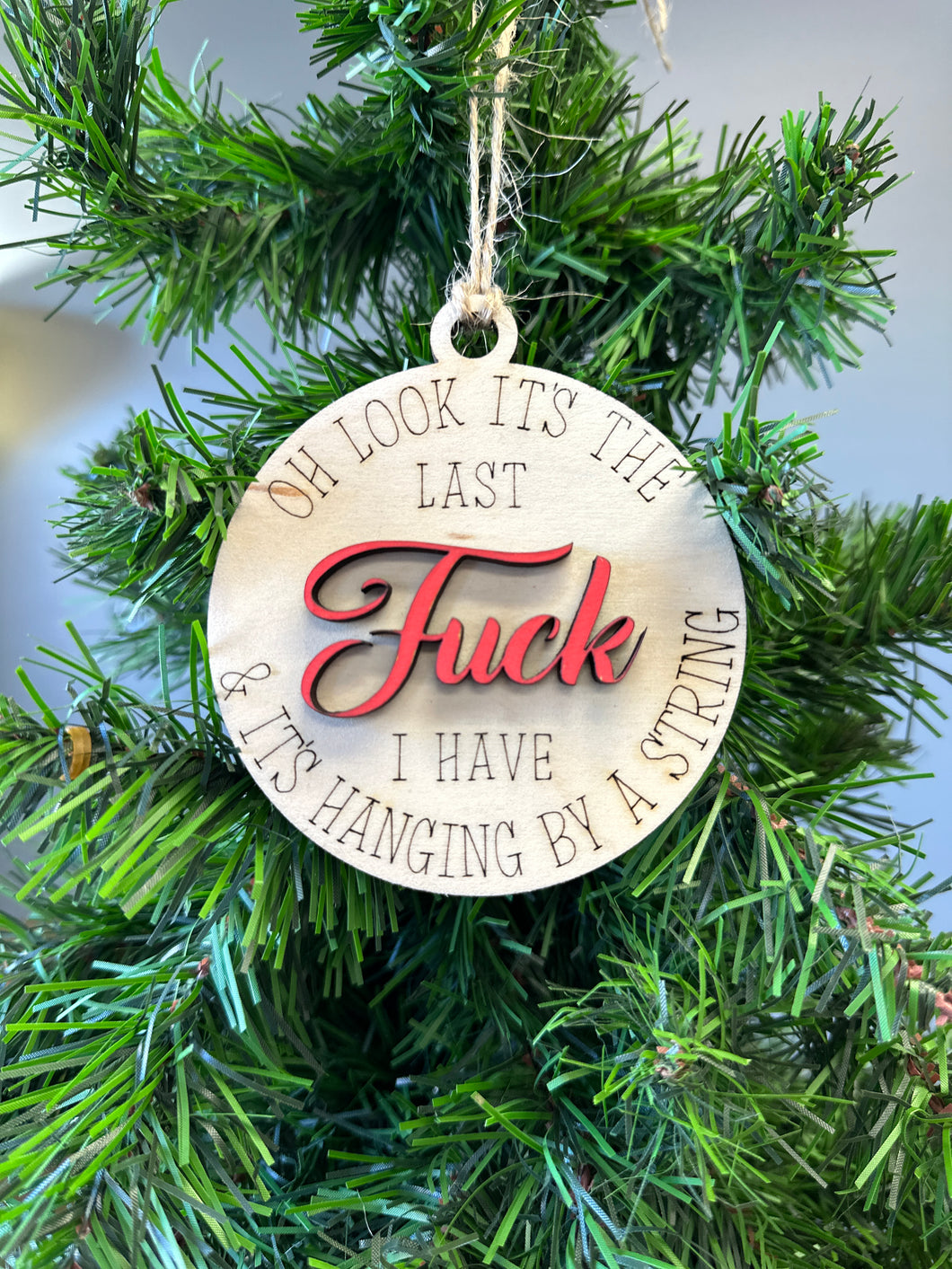 Oh look, it’s the last F I have and it’s hanging by a string ornament