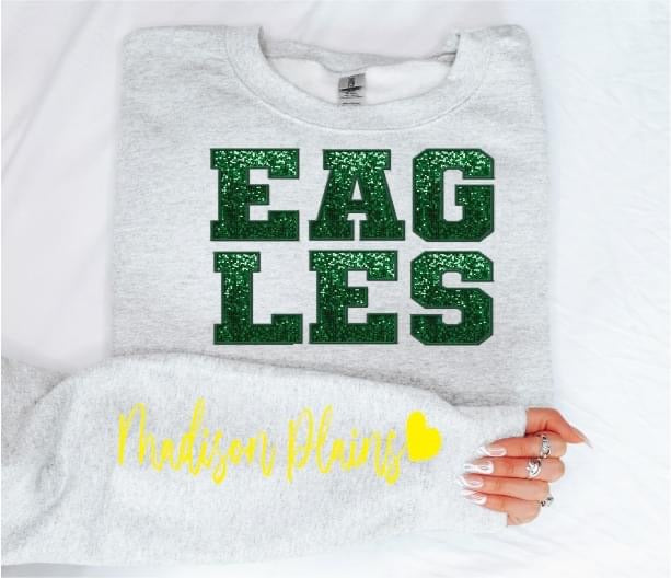 School Mascot Sequin design crewneck or hoodie