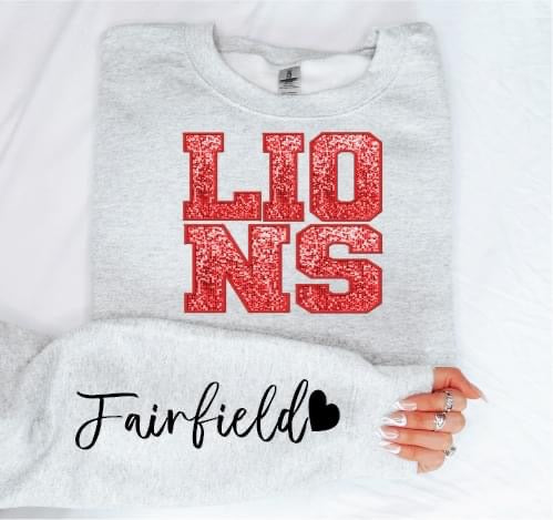 School Mascot Sequin design crewneck or hoodie