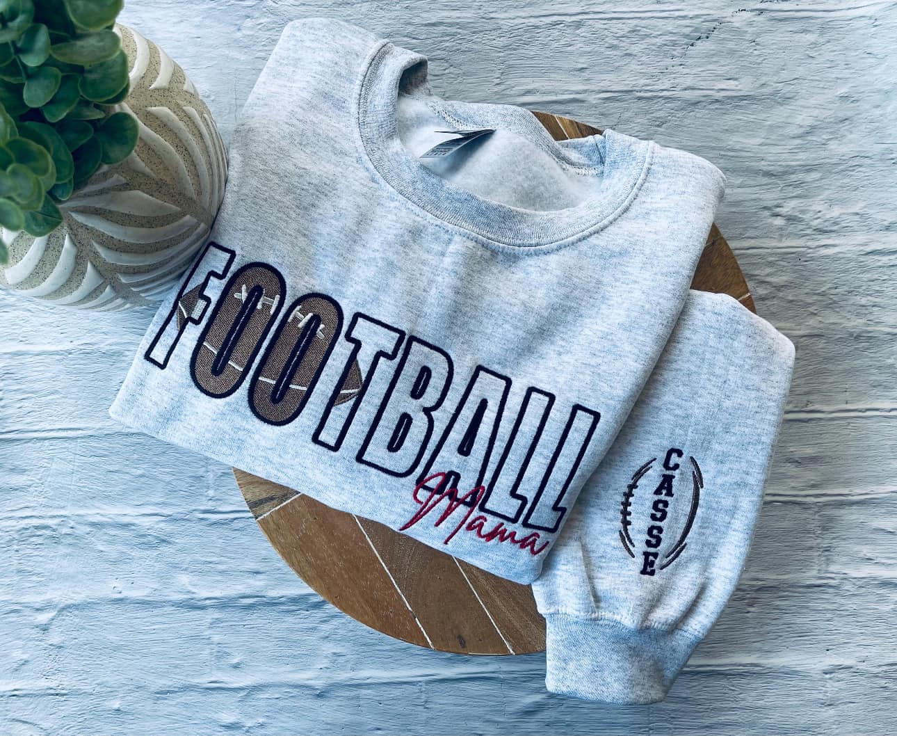 Football Mama Crewneck- Name on sleeve optional