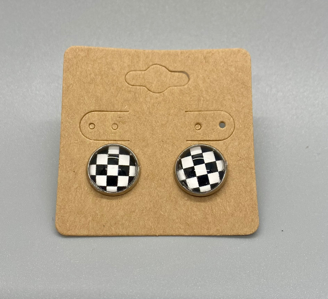 Checkered/racetrack earrings