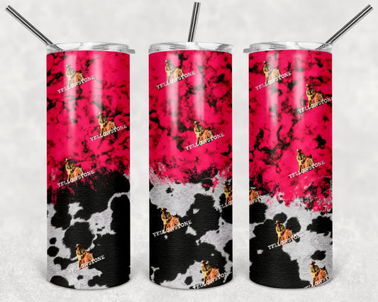 Yellowstone marble and cowhide  tumbler