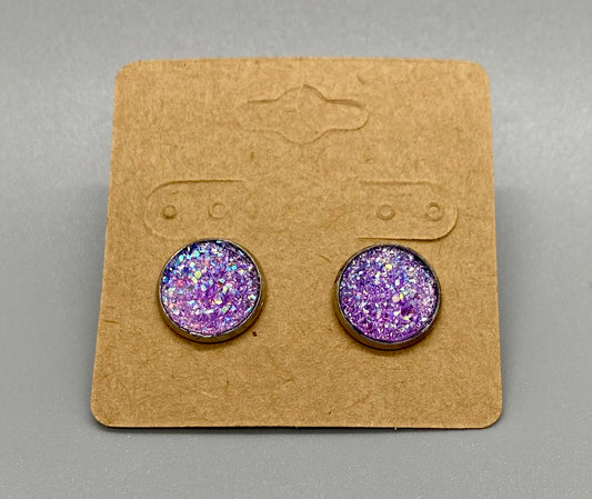 Purple ice  druzy earrings