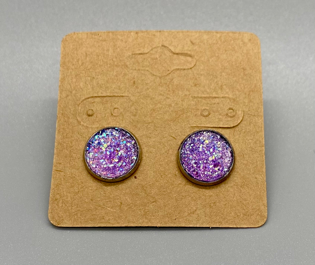 Purple ice  druzy earrings