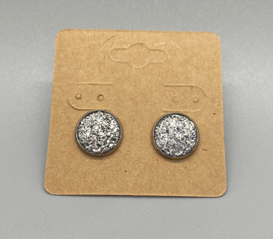 Silver druzy earrings