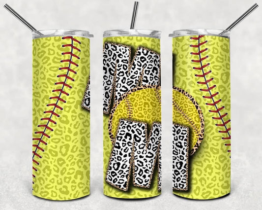 Softball mom leopard Tumbler