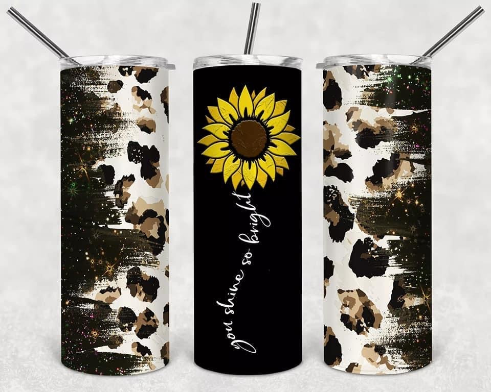 Dark Leopard Sunflower Tumbler