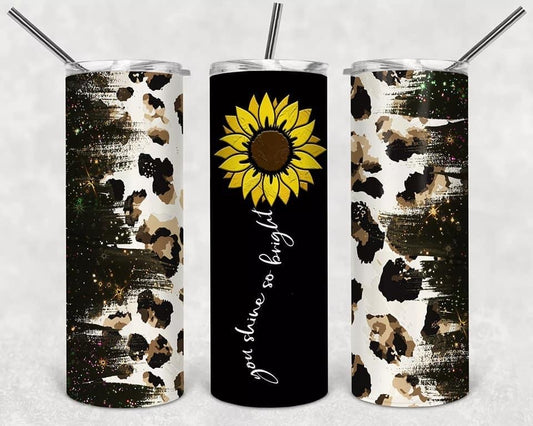 Dark Leopard Sunflower Tumbler