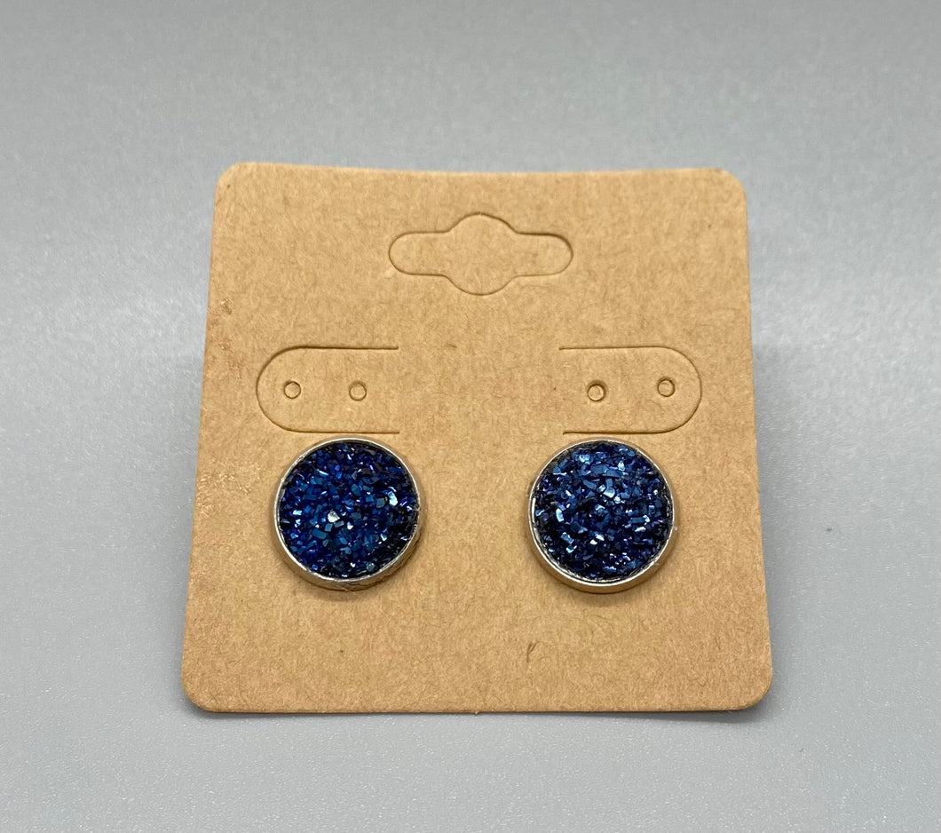 Dark blue druzy earrings