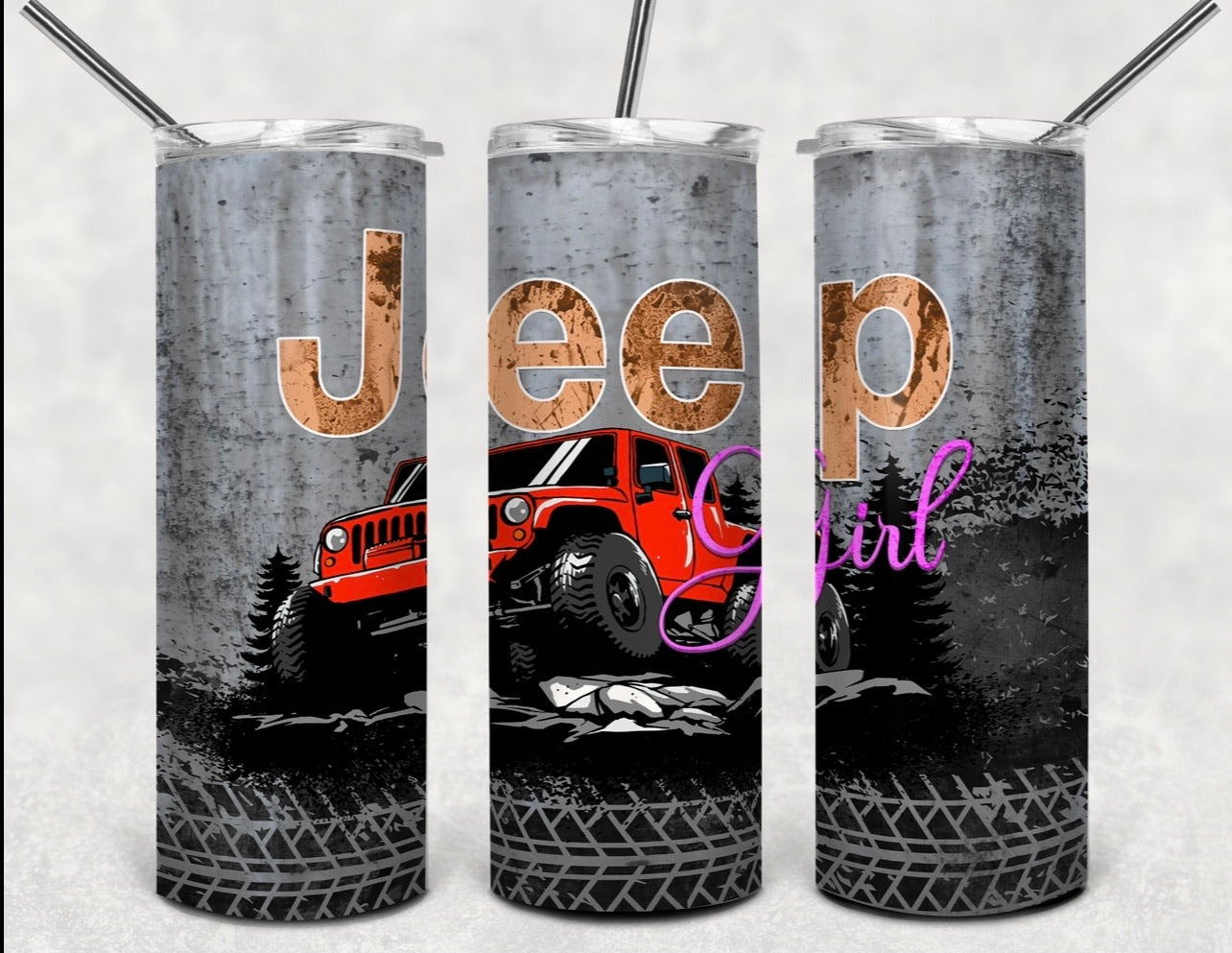 Pink Jeep Tumbler and Koozies — Nevada Rustic Designs