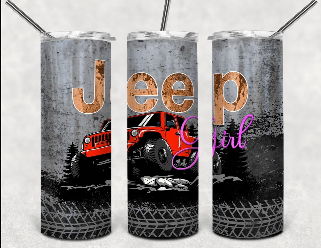 Jeep girl grey tumbler