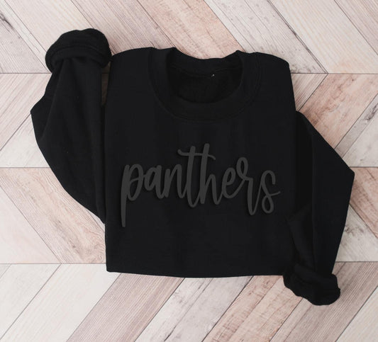 Panthers black on black puff print crewneck