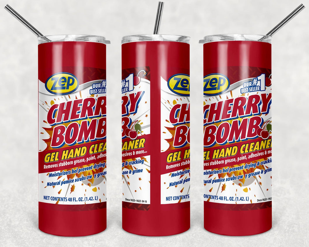 Cherry bomb gel hand cleaner tumbler
