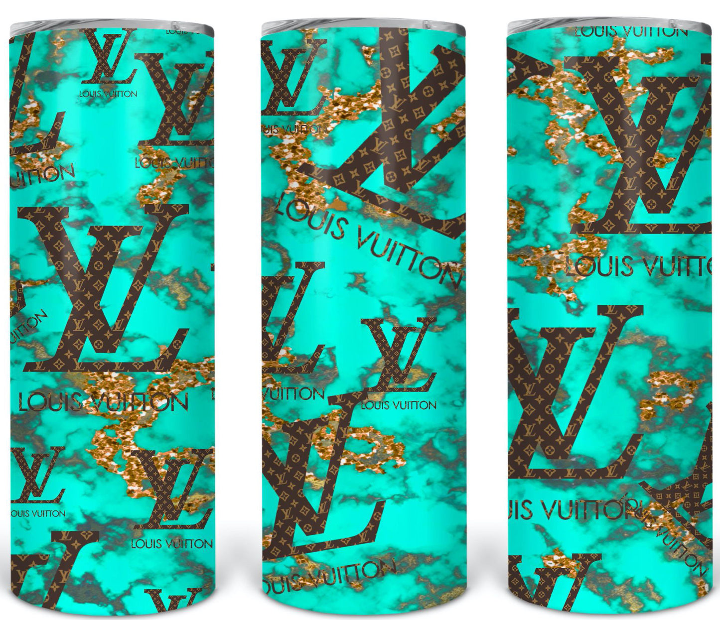 LV turquoise/gold tumbler