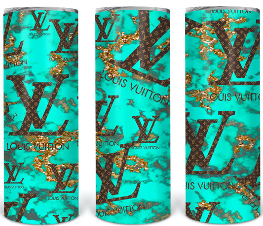 LV turquoise/gold tumbler