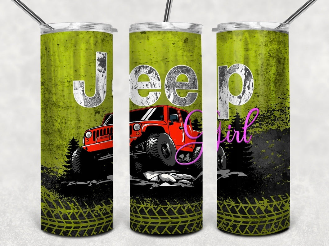 Jeep girl green tumbler