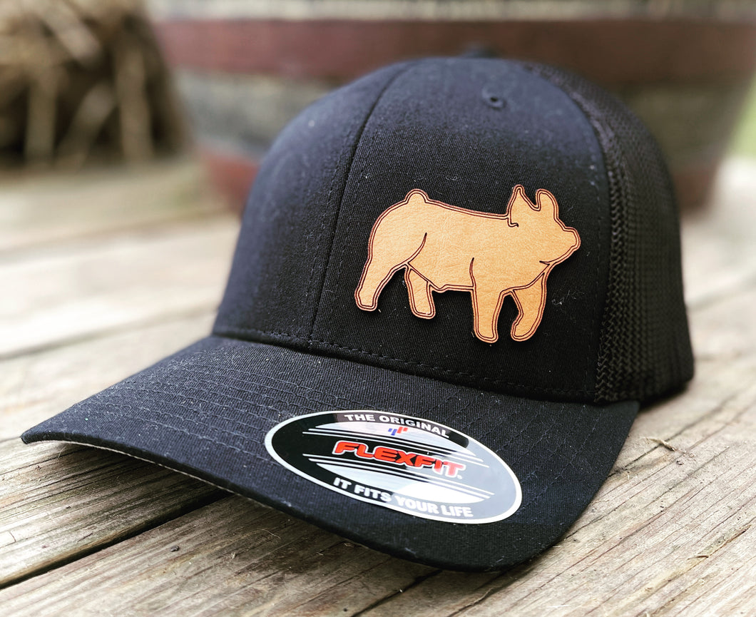 Show pig leather patch hat