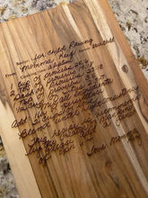 Load image into Gallery viewer, Handwritten recipe engraved cutting board
