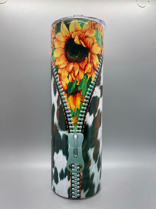 Cowhide & sunflowers tumbler