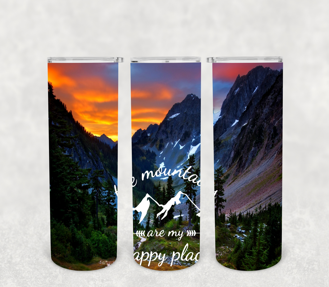 The mountains are my happy place tumbler