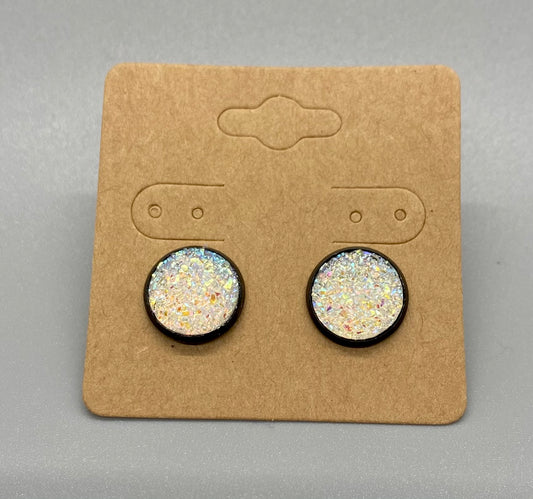 White druzy earrings