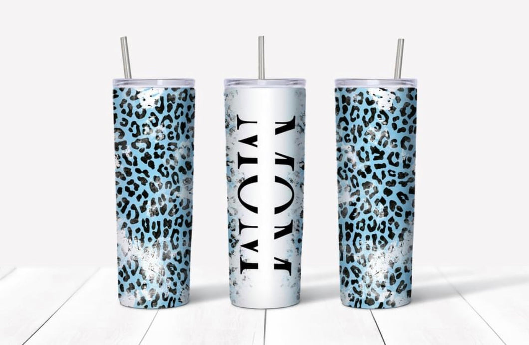 Copy ofMom (customize with names) leopard blue tumbler
