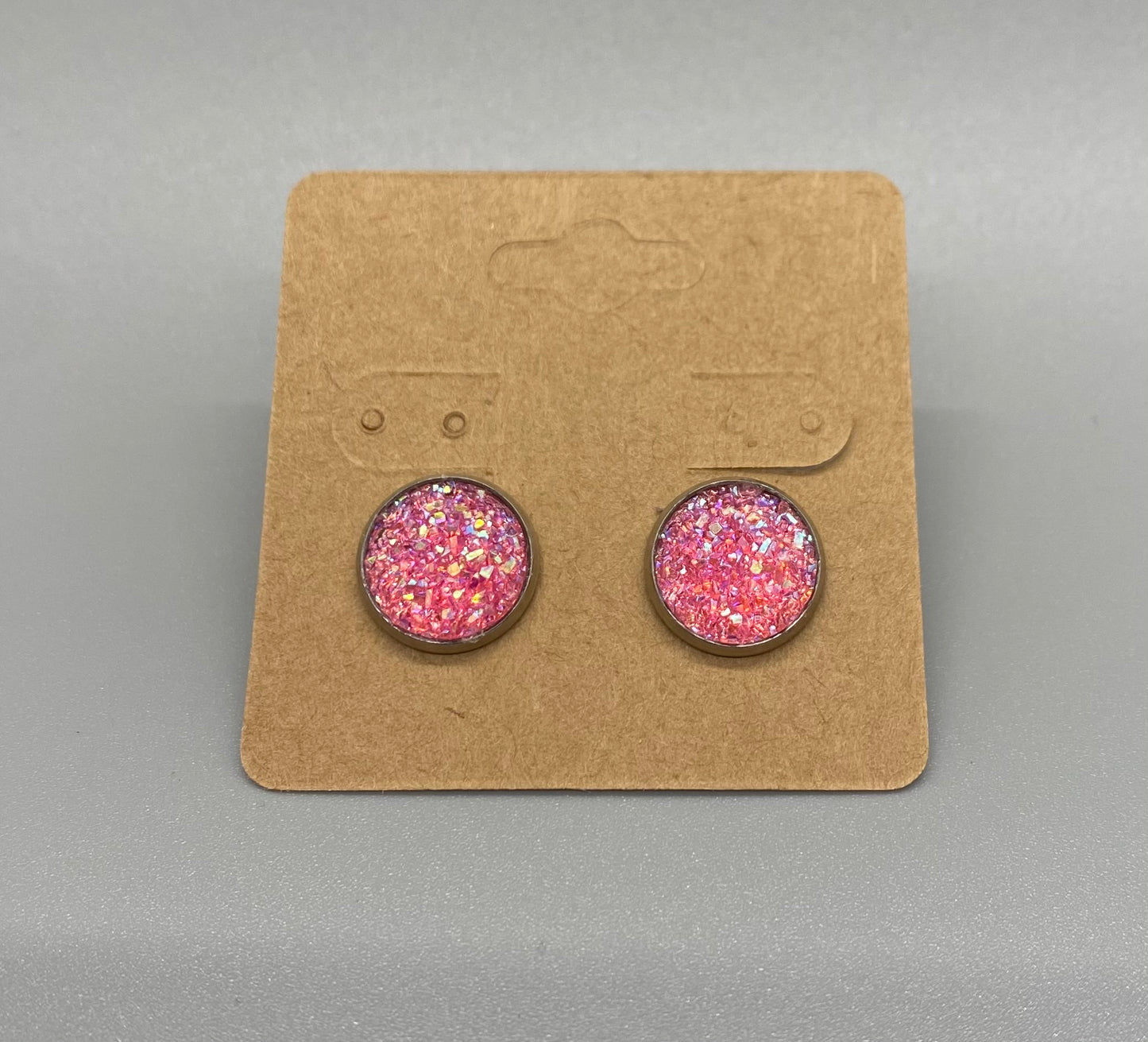 Pink ice druzy earrings