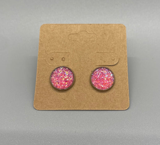 Pink ice druzy earrings