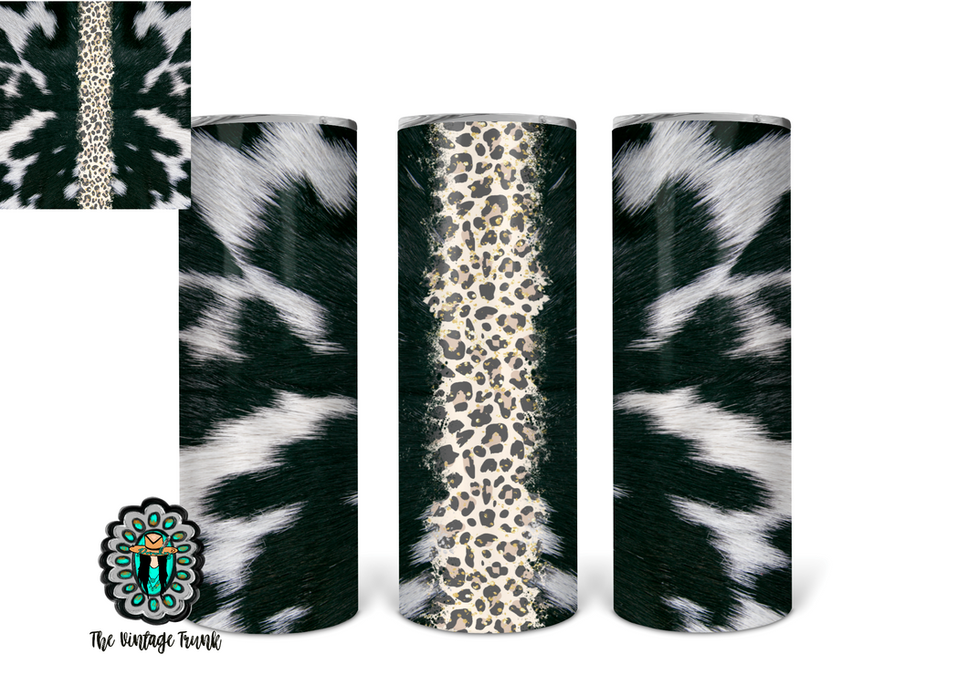 Cowhide and leopard tumbler
