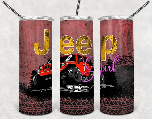 Jeep girl pink tumbler