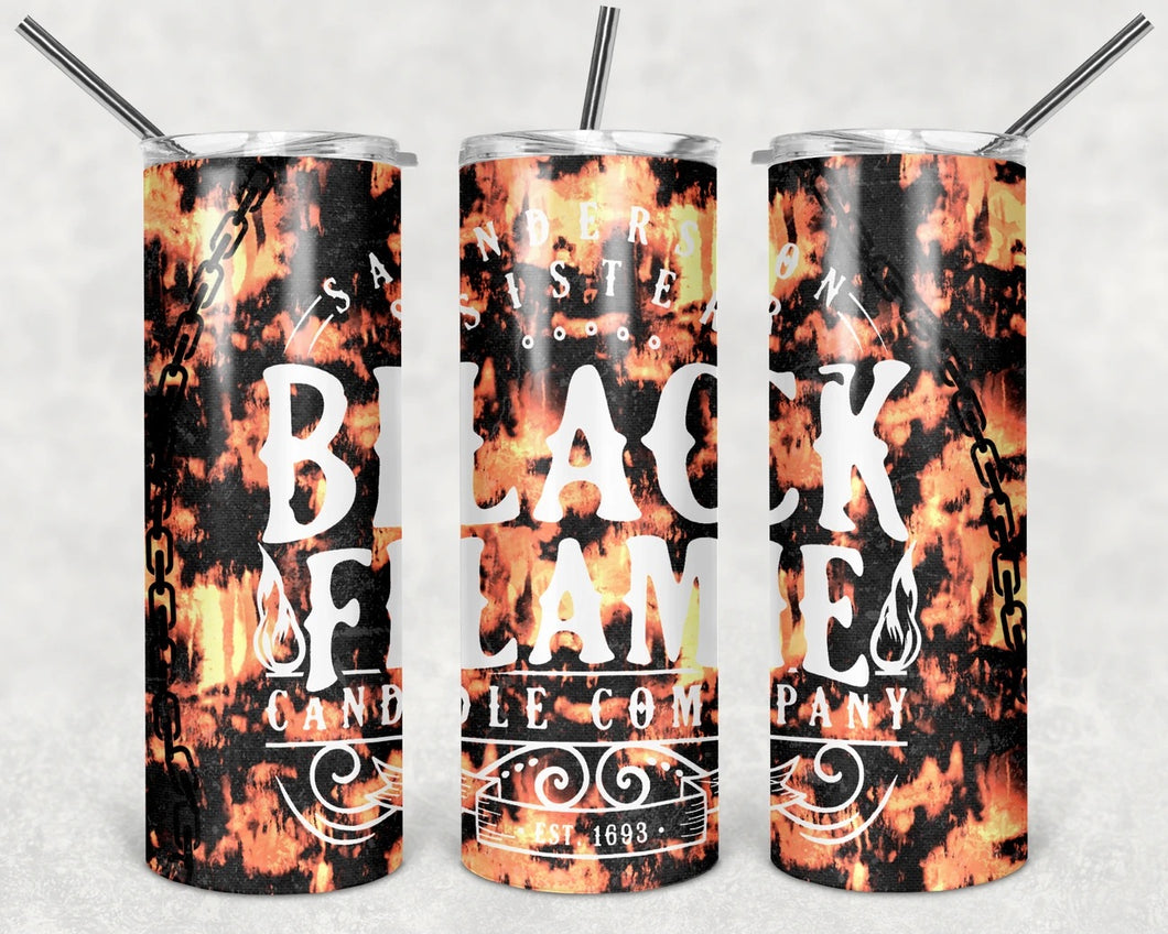 Black flame candle tumbler