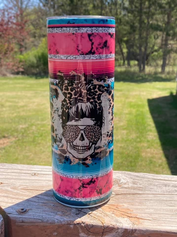 Retro cheetah skull  Tumbler