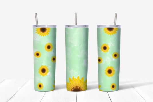 Sunflower watercolor tumbler