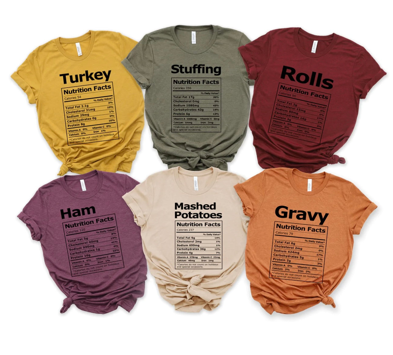 Thanksgiving family ingredient tees