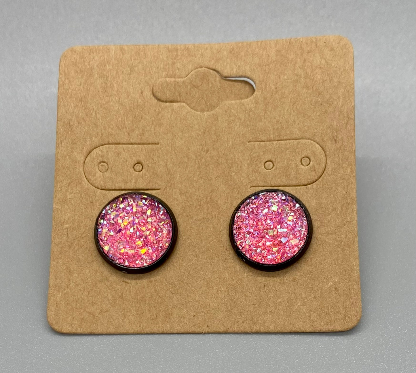 Pink druzy earrings
