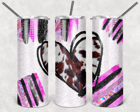 Cowhide heart color tumbler