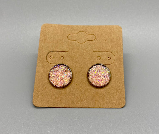 Peach druzy earrings