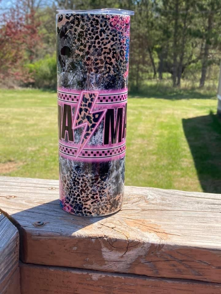 Retro leopard mama tumbler