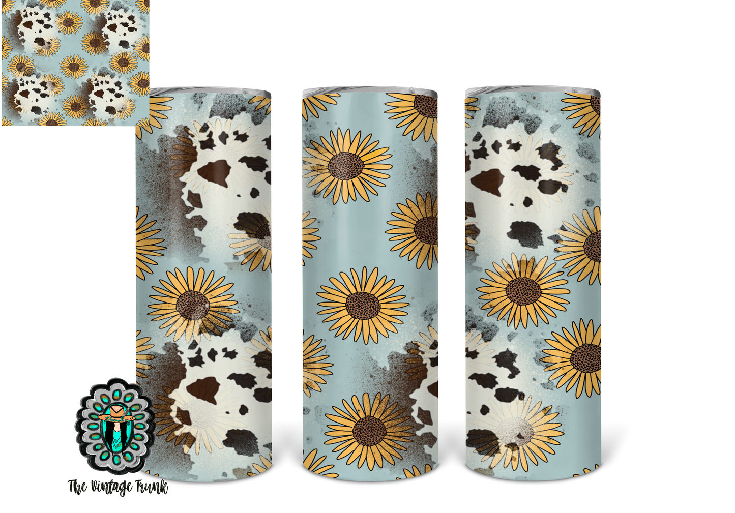 Cowhide & sunflower tumbler