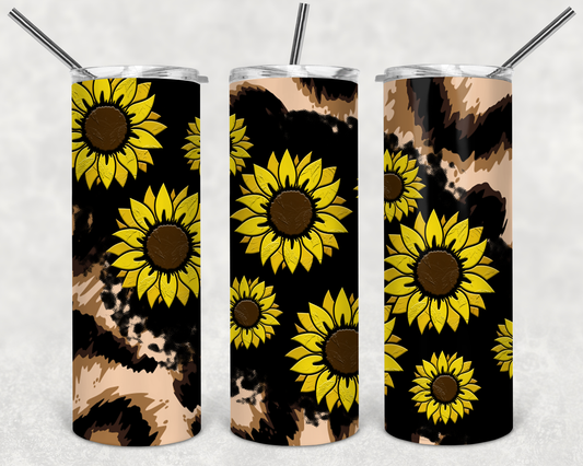 Sunflower leopard tumbler