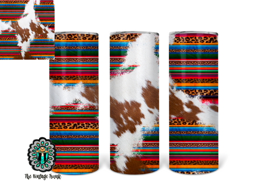 Cowhide and serape  tumbler