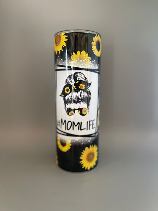 Sunflower mom life tumbler