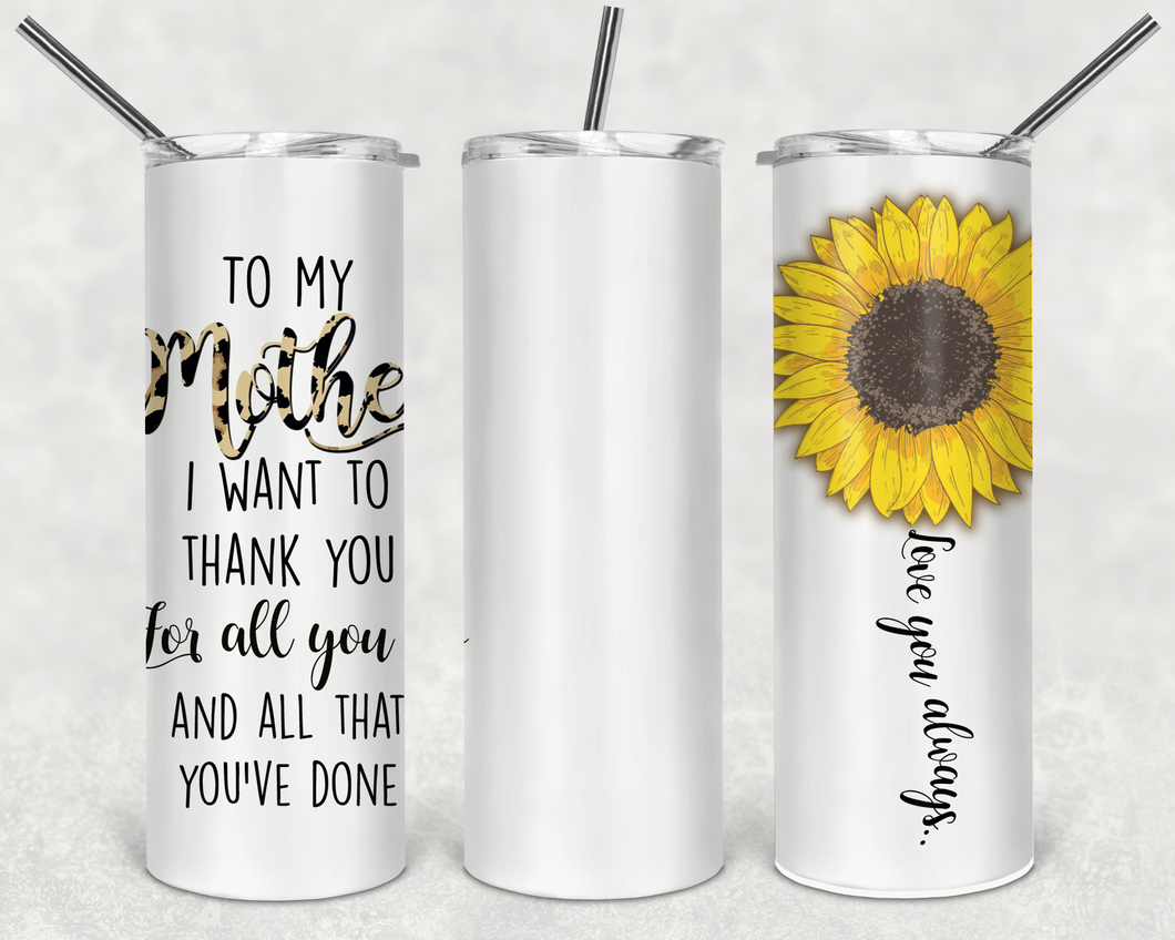 To my mother leopard sunflower tumbler