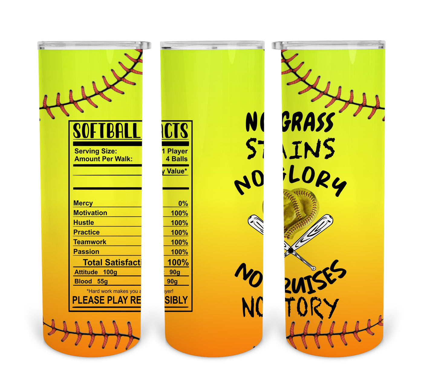 No grass stains no glory softball tumbler