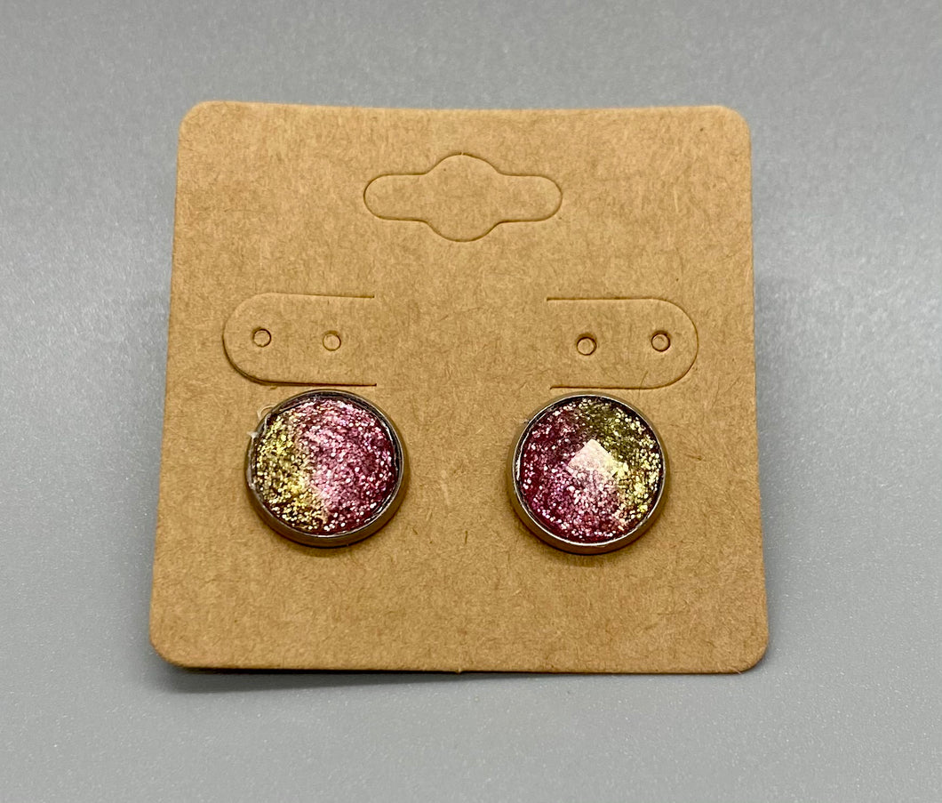 Pink & gold druzy earrings