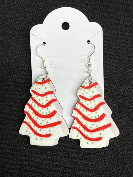 Christmas tree snack cake earrings